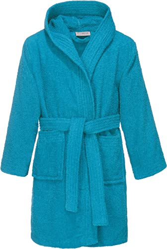 REDBEST Kinder-Kapuzen-Bademantel 100% Baumwolle Frottier, Serie Chicago - saugstark, strapazierfähig, mit Taschen und Bindegürtel von REDBEST