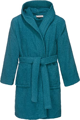 REDBEST Kinder-Kapuzen-Bademantel 100% Baumwolle Frottier, Serie Chicago - saugstark, strapazierfähig, mit Taschen und Bindegürtel von REDBEST