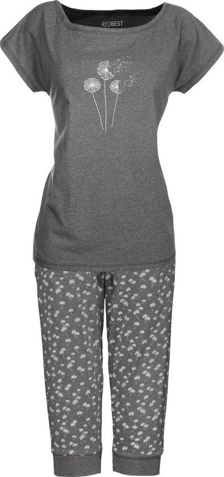 REDBEST Pyjama Damen-Schlafanzug Single-Jersey Blumen von REDBEST