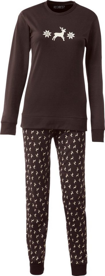 REDBEST Pyjama Damen-Schlafanzug Single-Jersey gemustert von REDBEST