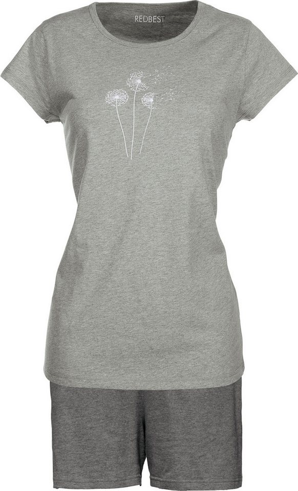 REDBEST Pyjama Damen-Shorty Single-Jersey Blumen von REDBEST