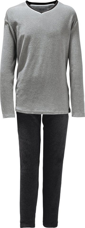 REDBEST Pyjama Herren-Schlafanzug Frottee Uni von REDBEST