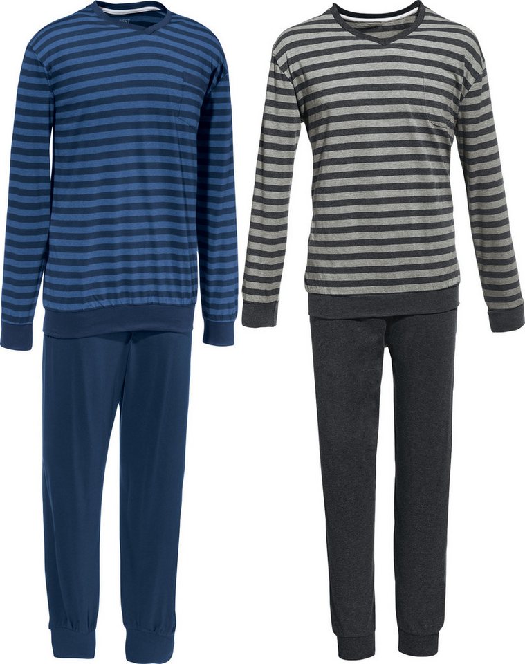 REDBEST Pyjama Herren-Schlafanzug 2er-Pack Single-Jersey Streifen von REDBEST