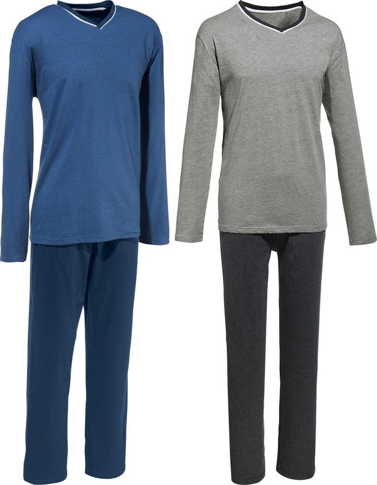 REDBEST Pyjama Herren-Schlafanzug 2er-Pack Single-Jersey Uni von REDBEST