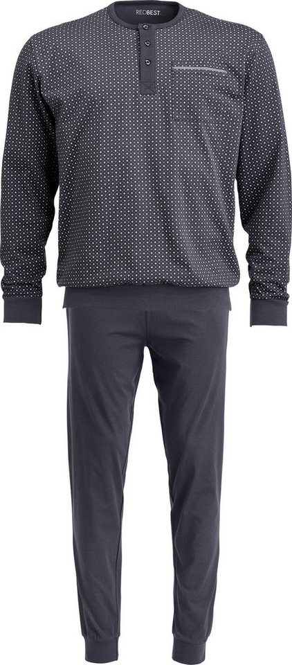 REDBEST Pyjama Herren-Schlafanzug Single-Jersey Punkte von REDBEST
