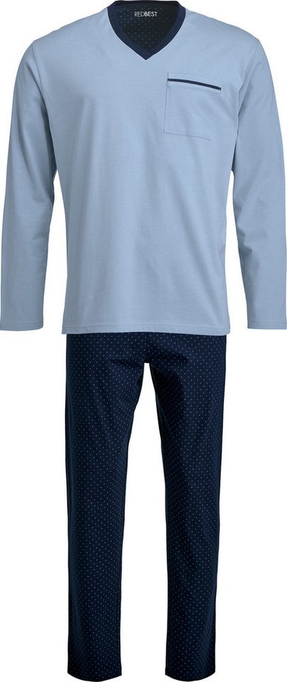REDBEST Pyjama Herren-Schlafanzug Single-Jersey gemustert von REDBEST