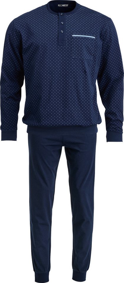 REDBEST Pyjama Herren-Schlafanzug Single-Jersey gemustert von REDBEST