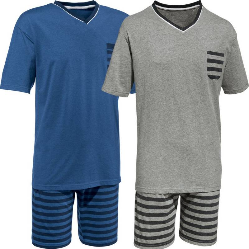 REDBEST Pyjama Herren-Shorty 2er-Pack Single-Jersey Streifen von REDBEST