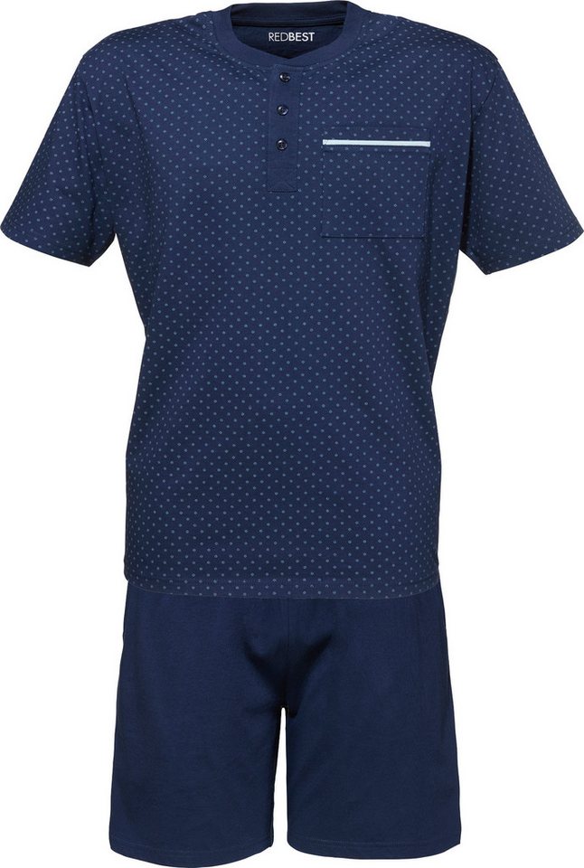 REDBEST Pyjama Herren-Shorty Single-Jersey gemustert von REDBEST
