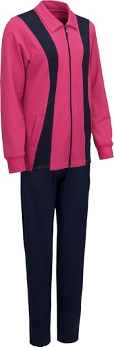 REDBEST Sweat Damen-Freizeitanzug pink Größe 44/46 - mit Reißverschluss, Gummibund, Bindeband - formtreu, angenehmes Tragegefühl von REDBEST