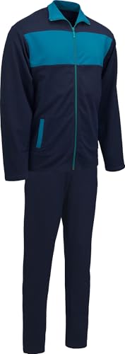 REDBEST Sweat Herren Freizeitanzug, Jogginganzug, Hausanzug - blau Größe 50 - mit Gummibund und Bindeband, seitliche Eingriffstaschen, weich und formtreu von REDBEST