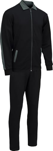 REDBEST Sweat Herren Freizeitanzug - dunkelgrau Größe 48 - Jogginganzug, Hausanzug mit Bindeband Single-Jersey - mit Gummibund und Bindeband, seitliche Eingriffstaschen, weich und elastisch von REDBEST
