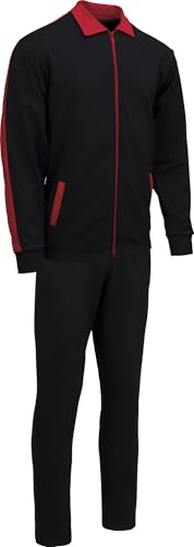 REDBEST Sweat Herren Freizeitanzug - dunkelrot Größe 56 - Jogginganzug, Hausanzug mit Bindeband Single-Jersey - mit Gummibund und Bindeband, seitliche Eingriffstaschen, weich und elastisch von REDBEST