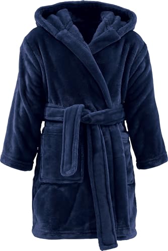 REDBEST Unisex-Bademantel Perris mit Kapuze Marine Größe XXL - pures Kuschelvergnügen, samtweiche Qualität, schnell trocknend, mit Taschen, Gürtelschlaufen und Bindegürtel von REDBEST