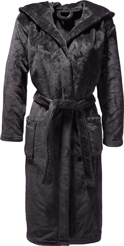 REDBEST Unisex-Bademantel Perris mit Kapuze Fleece anthrazit Größe XXL von REDBEST