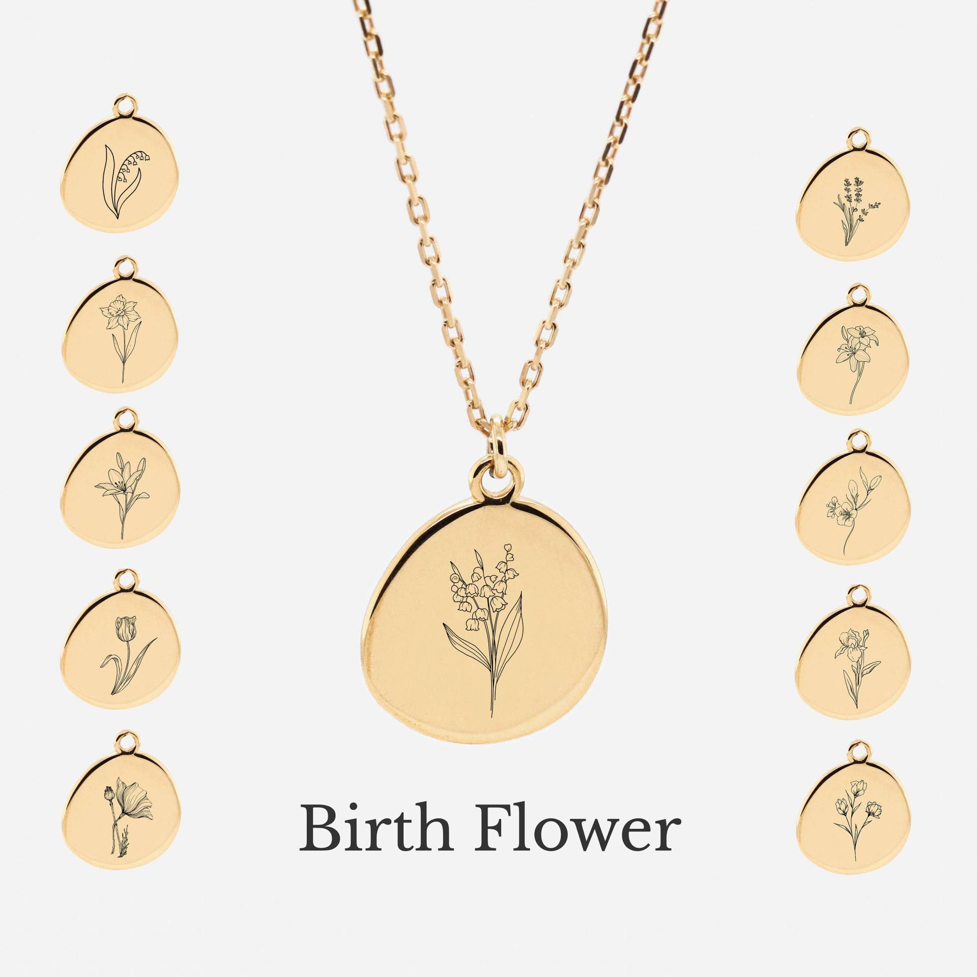 Gravierte - 18K Gold Vermeil Blumen Halskette 925 Silber Personalisierte Personalisiertes Geschenk Für Sie Namen von REDCHERRYBLVD