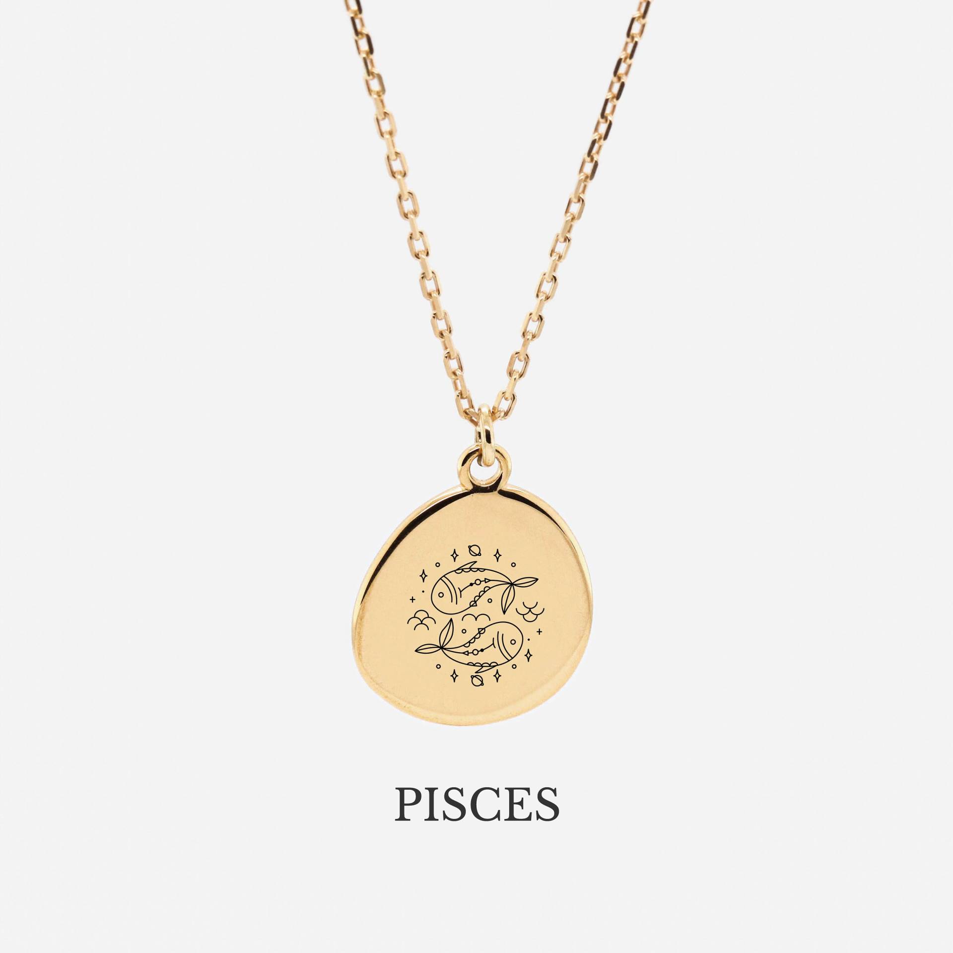 Pisces - 18K Gold Vermeil Halskette Individuelle Sternzeichen Personalisierte Personalisiertes Geschenk Schmuck Pisces - 18K Gold Vermeil Halskette Individuelle Sternzeichen Personalisierte Personalisiertes Geschenk Schmuck von REDCHERRYBLVD