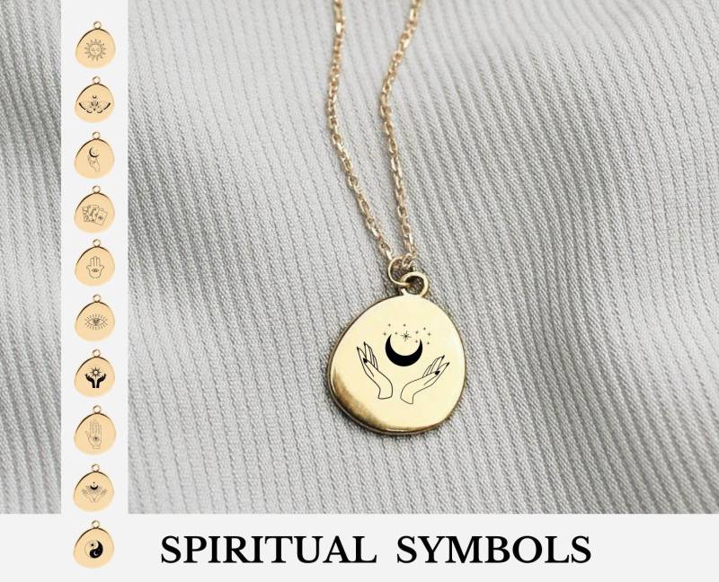 Gravur - 18K Gold Vermeil Spirituelle Halskette Mond Spiritualität Schmuck Personalisierte Personalisiertes Geschenk Für Sie von REDCHERRYBLVD