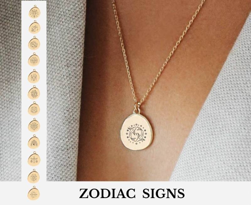 18K Gold Vermeil Sternzeichen Halskette - Individuelle Schmuck Personalisierte Geschenk Für Sie von REDCHERRYBLVD