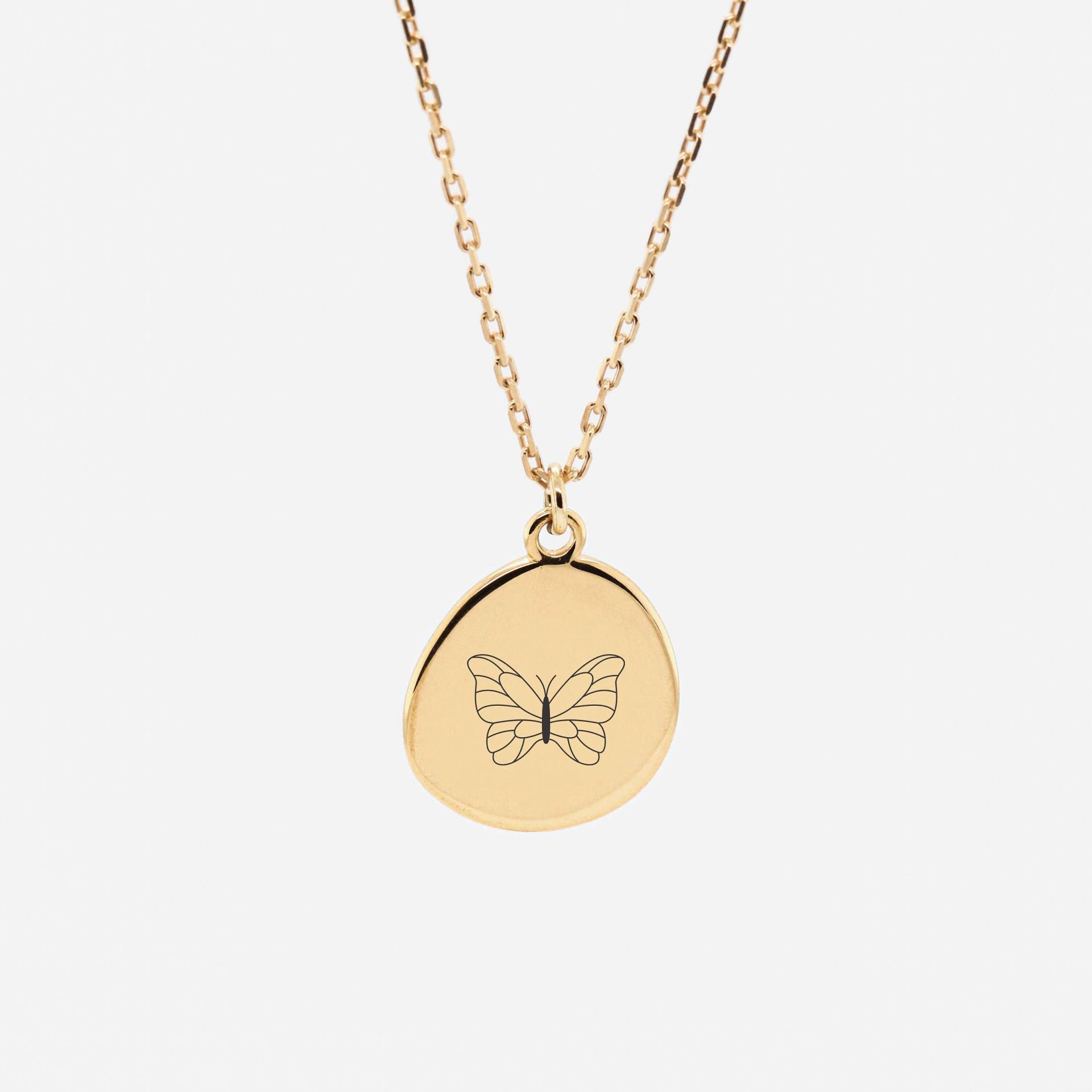 Gravierte - 18K Gold Vermeil Schmetterling Halskette Goldmünze Geschenk Für Frauen Personalisiertes von REDCHERRYBLVD