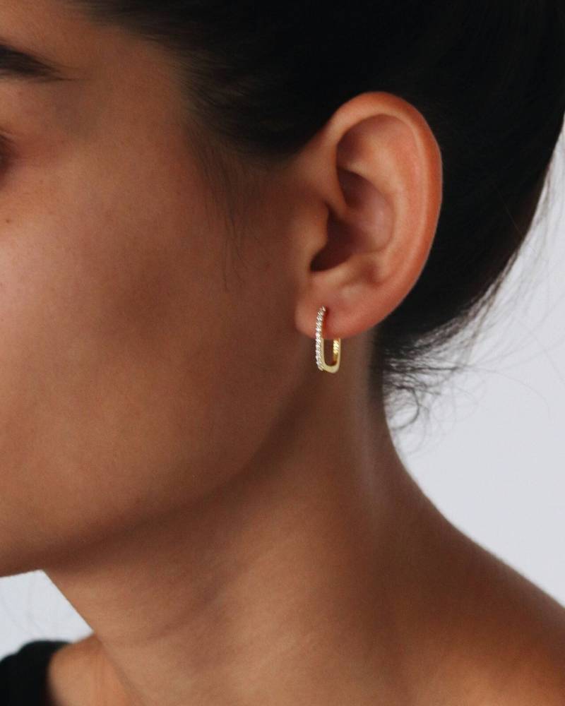 Wasserdicht - 18K Gold Vermeil Creolen Diamant Huggie Stapel Schichtung Stapeln Kristall 925 Silber von REDCHERRYBLVD