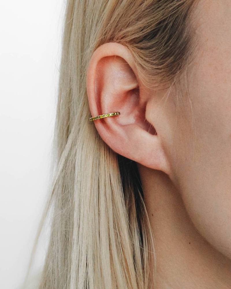 Wasserdicht - Ohrklemme 18K Gold Vermeil Olive Cz Olivenstein Stapeln Schichtung von REDCHERRYBLVD