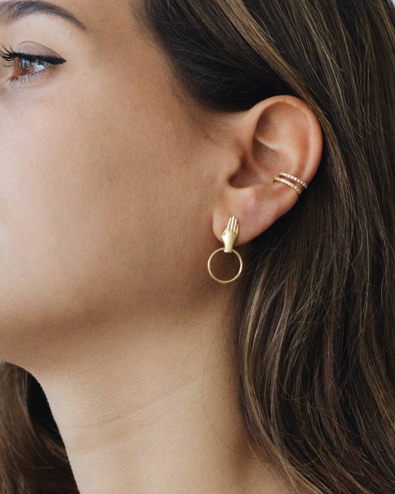 Wasserdicht - Ohrmanschette 18K Gold Vermeil Weiße Cz Stein Stapeln Schichtung von REDCHERRYBLVD