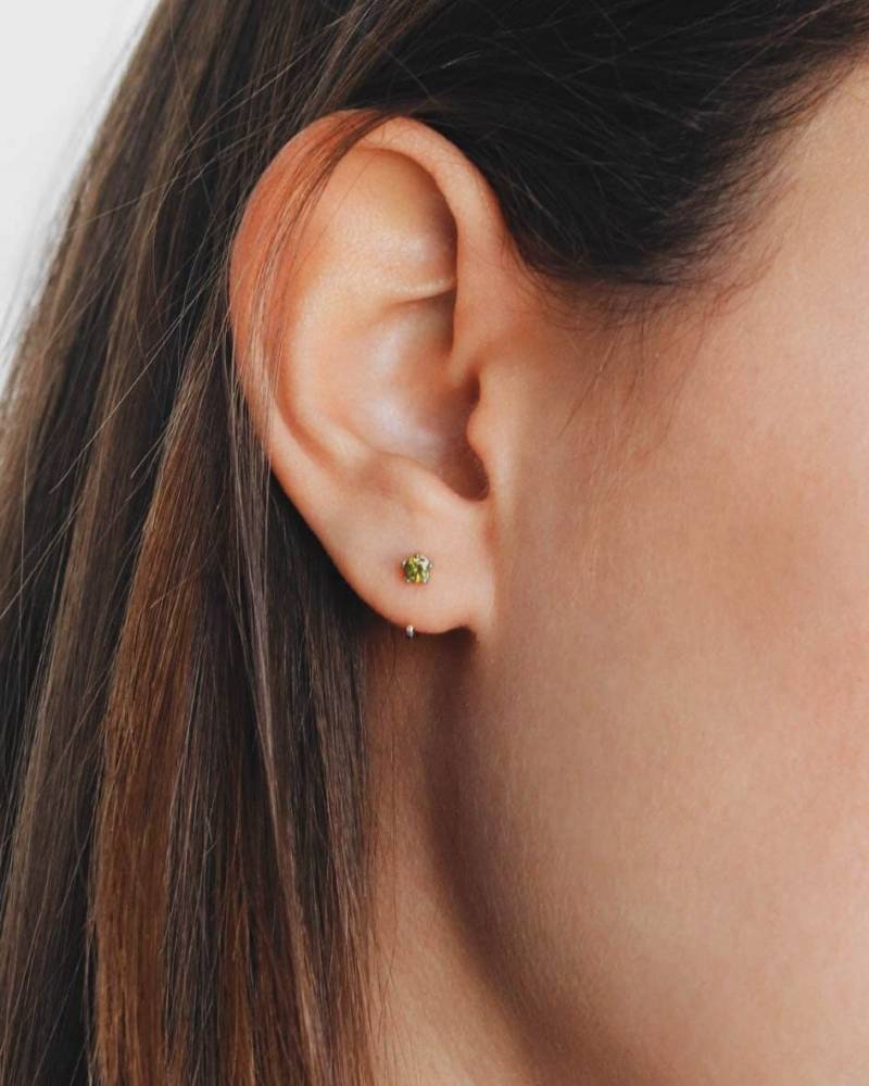 Wasserdicht - 925 Sterling Silber Offene Oliv Cz Creolen Huggies Stacking Ohrringe von REDCHERRYBLVD