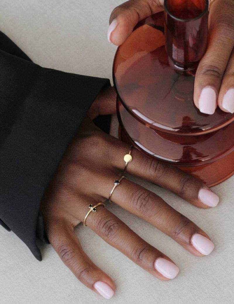 Wasserdicht - Winziger Scheibenring 18K Gold Vermeil 925 Sterling Silber Stapelring Schichtring Zierlicher Ring von REDCHERRYBLVD