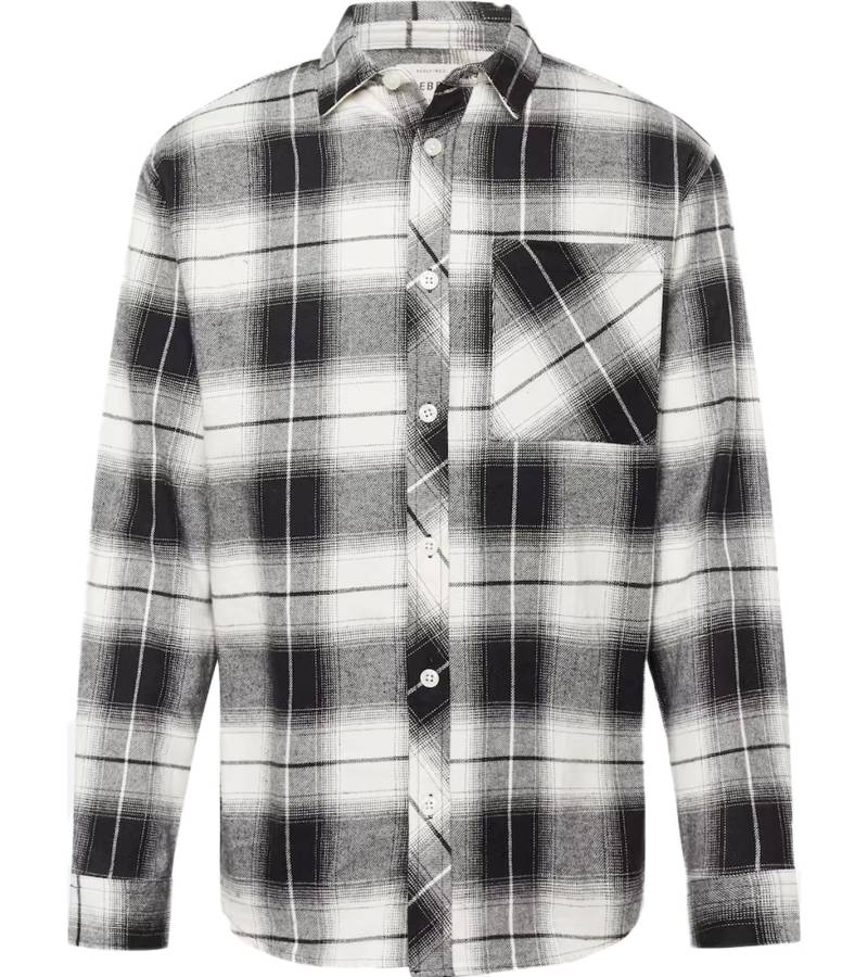 REDEFINED REBEL Herren Langarm-Hemd modisches Business-Shirt Baumwoll-Hemd im Karo-Muster 214115 Schwarz/Weiß von REDEFINED REBEL