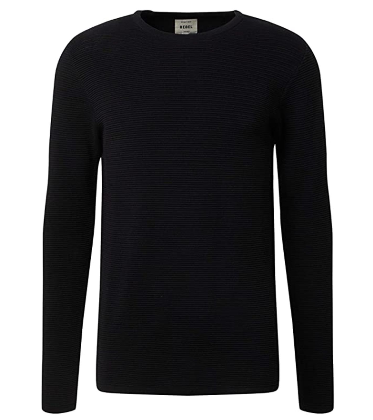 REDEFINED REBEL Herren Rundhals-Pullover Rippstrick-Pulli Brady Knit Schwarz von REDEFINED REBEL