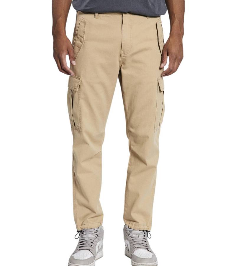 REDEFINED REBEL Jolan Herren Cargo-Hose im Utility-Look Anti Fit Baumwoll-Hose Ankle-Stil mit Tunnelzug am Beinende 226027 Beige von REDEFINED REBEL