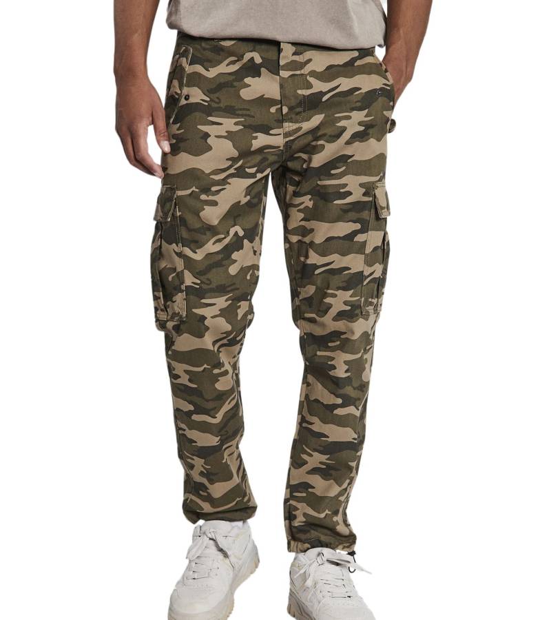REDEFINED REBEL Jolan Herren Cargo-Hose im Utility-Look Anti Fit Baumwoll-Hose Ankle-Hose mit Tunnelzug am Beinende 226027 Camouflage von REDEFINED REBEL
