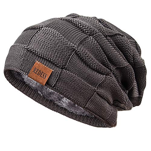 REDESS Beanie Mütze für Herren und Damen Winter Warme Mützen Stricken Slouchy Thick Skull Cap von REDESS