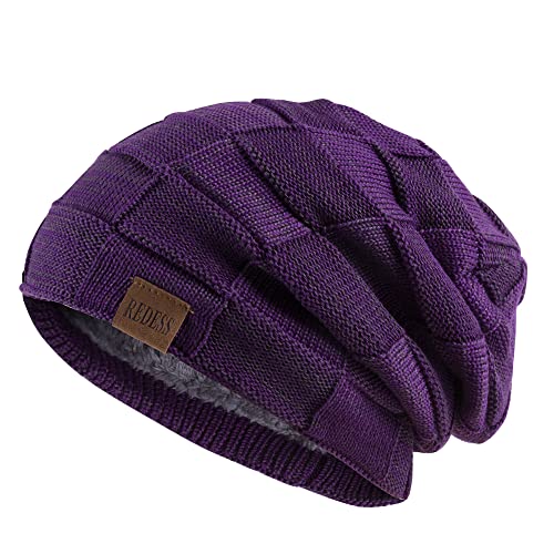 REDESS Beanie Mütze für Herren und Damen Winter Warme Mützen Stricken Slouchy Thick Skull Cap von REDESS