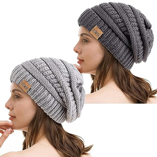 REDESS Slouchy Beanie Mütze für Herren und Damen Winter Warm Chunky Soft Oversized Zopfstrickmütze von REDESS