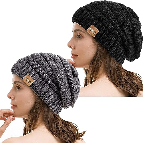 REDESS Slouchy Beanie Mütze für Herren und Damen Winter Warm Chunky Soft Oversized Zopfstrickmütze von REDESS