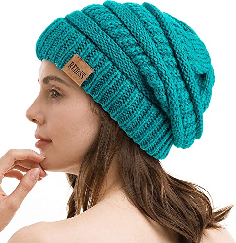 REDESS Slouchy Beanie Mütze für Herren und Damen Winter Warm Chunky Soft Oversized Zopfstrickmütze von REDESS