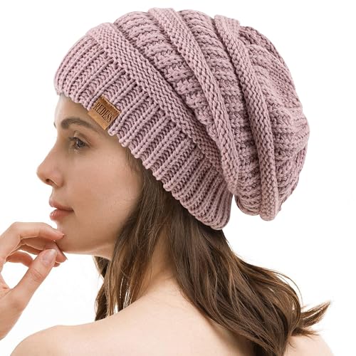 REDESS Slouchy Beanie Mütze für Herren und Damen Winter Warm Chunky Soft Oversized Zopfstrickmütze von REDESS