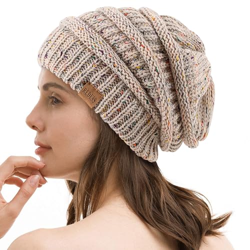 REDESS Slouchy Beanie Mütze für Herren und Damen Winter Warm Chunky Soft Oversized Zopfstrickmütze von REDESS