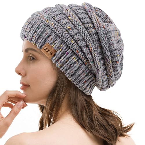 REDESS Slouchy Beanie Mütze für Herren und Damen Winter Warm Chunky Soft Oversized Zopfstrickmütze von REDESS