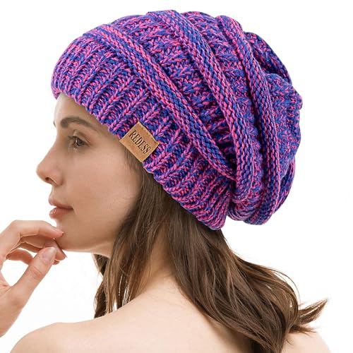 REDESS Slouchy Beanie Mütze für Herren und Damen Winter Warm Chunky Soft Oversized Zopfstrickmütze von REDESS