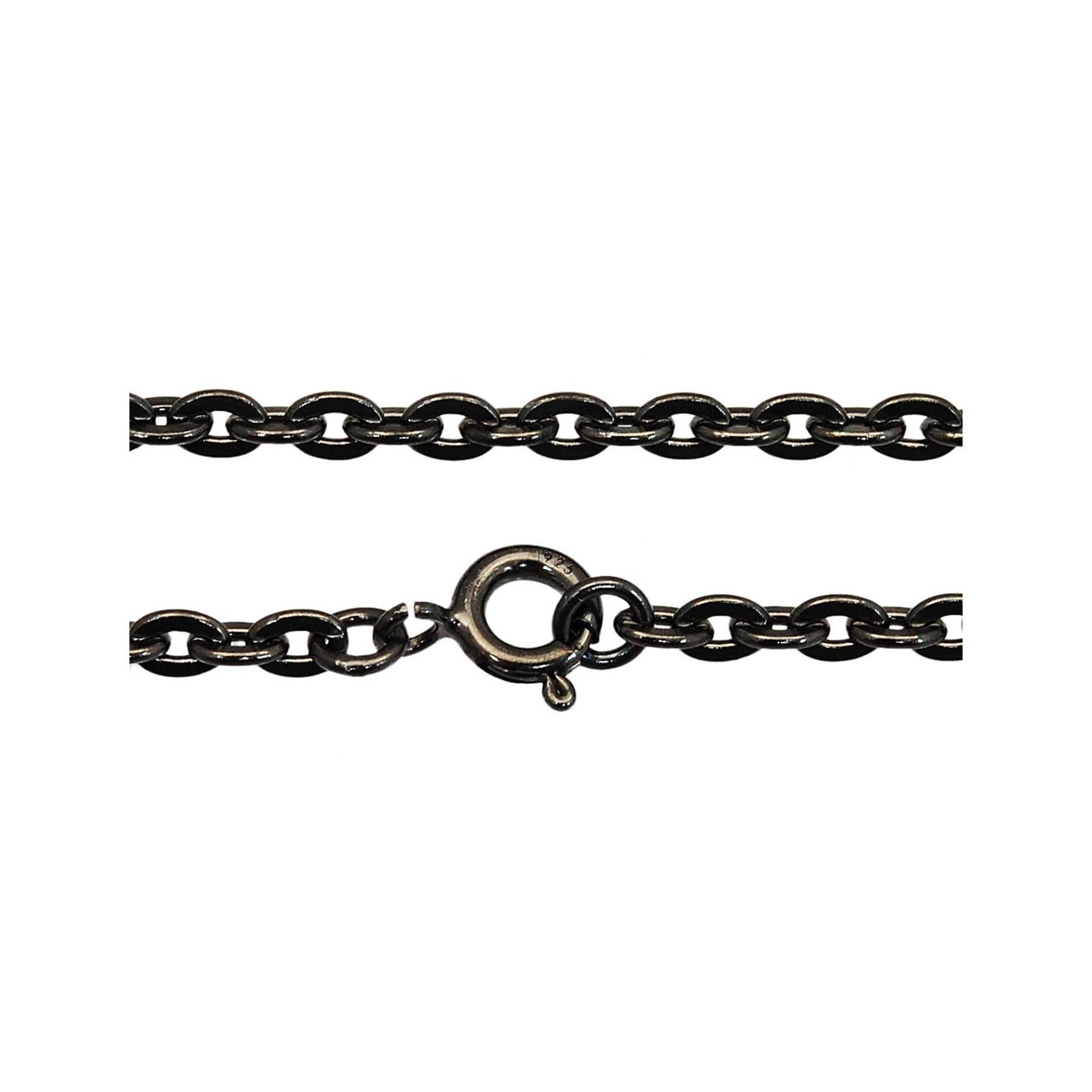 3mm/Kabel Kette/925 Sterling Silber/Schwarz Rhodiniert/Silber Kette/Biker Schmuck/Halskette Für Anhänger/Herren/Frauen N-Ch022 von REDGATECASTLE