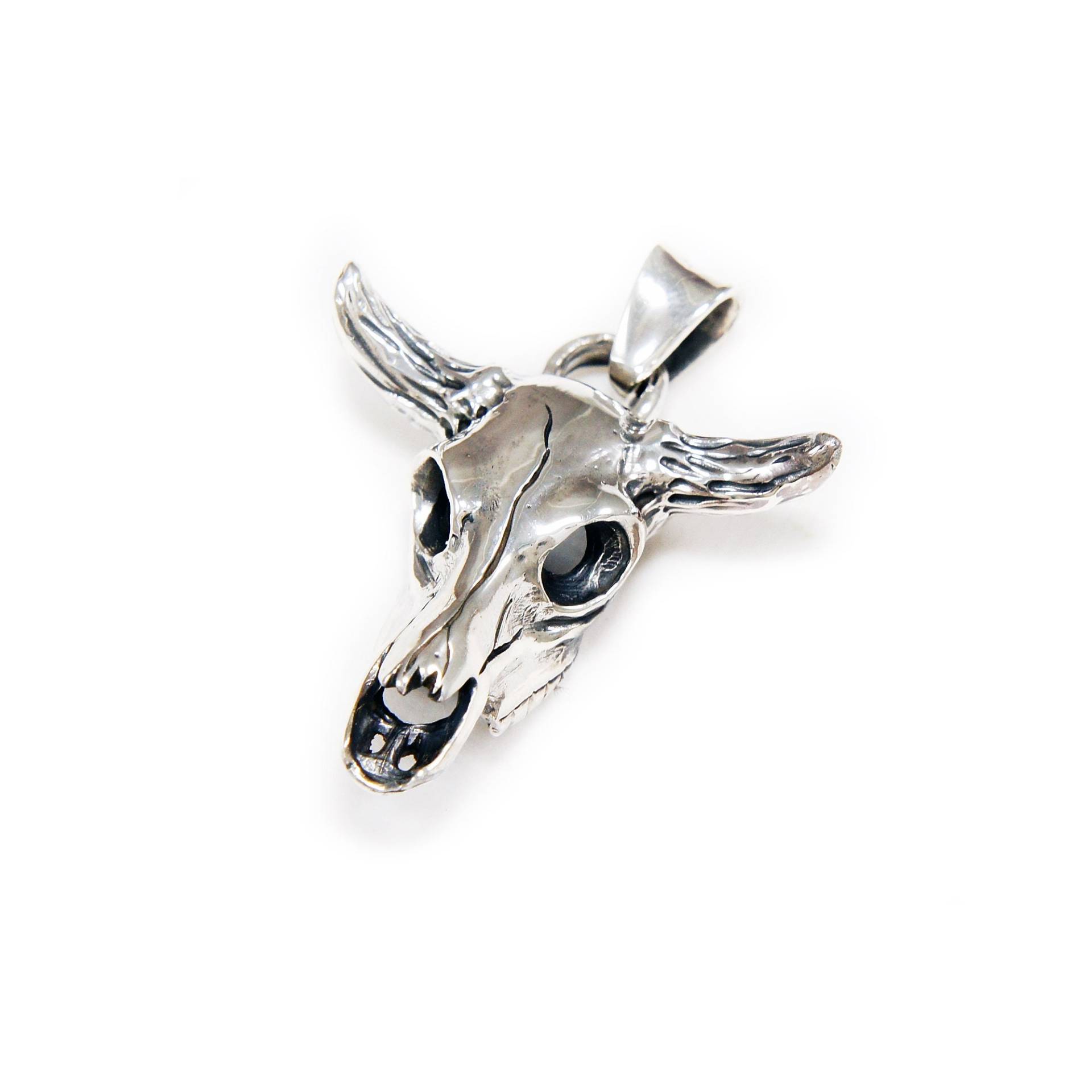 Buffalo Skull Horns/925 Sterling Silber Anhänger/Silber Charm/Gothic/Biker/Rockabilly/Tp-009 von REDGATECASTLE