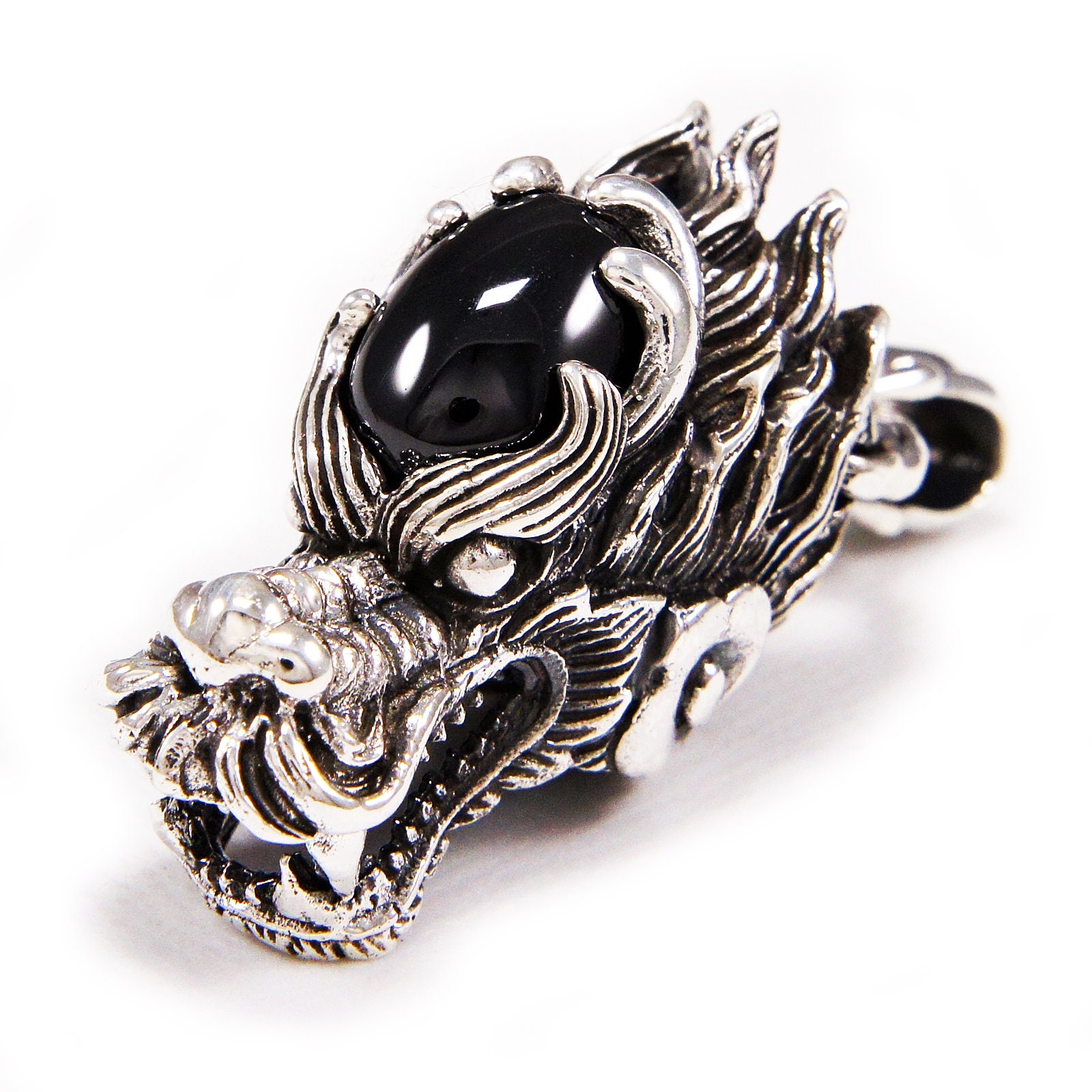 Drache/Onyx/925 Sterling Silber Anhänger/Silber Charm/Gothic/Biker/Rockabilly/nd-059 von REDGATECASTLE