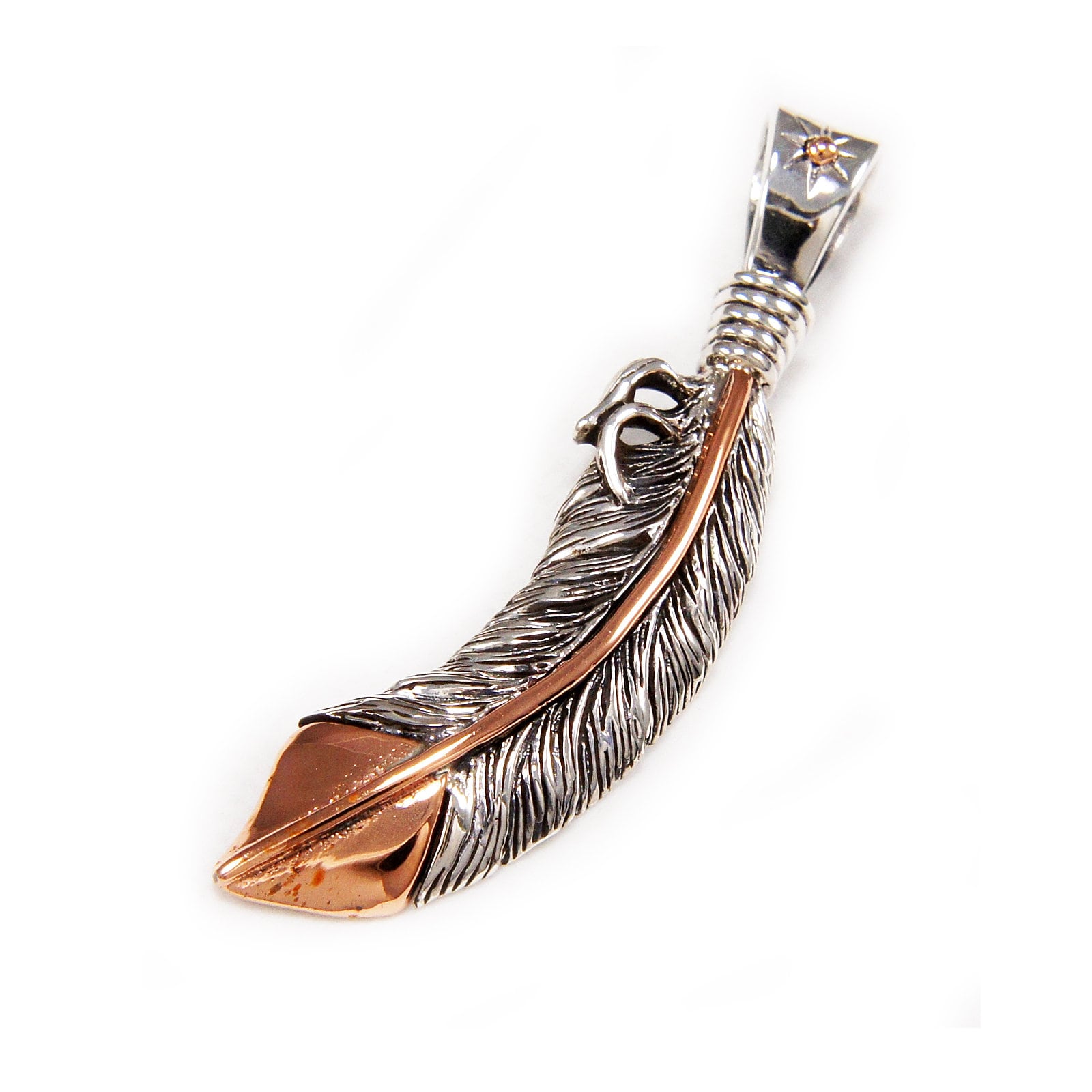 Feder/Adler/925 Sterling Silber Anhänger/Silber Charm/Kupfer Kombination/Biker/Gothic/Rockabilly/Won-061 von REDGATECASTLE