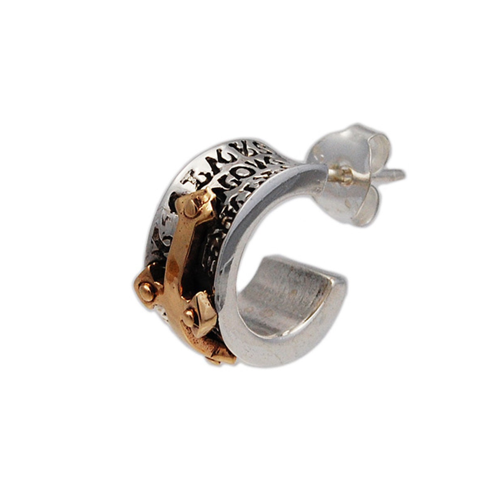 Kreuz/925 Sterling Silber/Messing Kombination/Ohrstecker/Durchbohrt/Ohrringe/Biker Schmuck/Rocker/Gothic/Männer/Frauen/Unisex/Jo-P026 von REDGATECASTLE