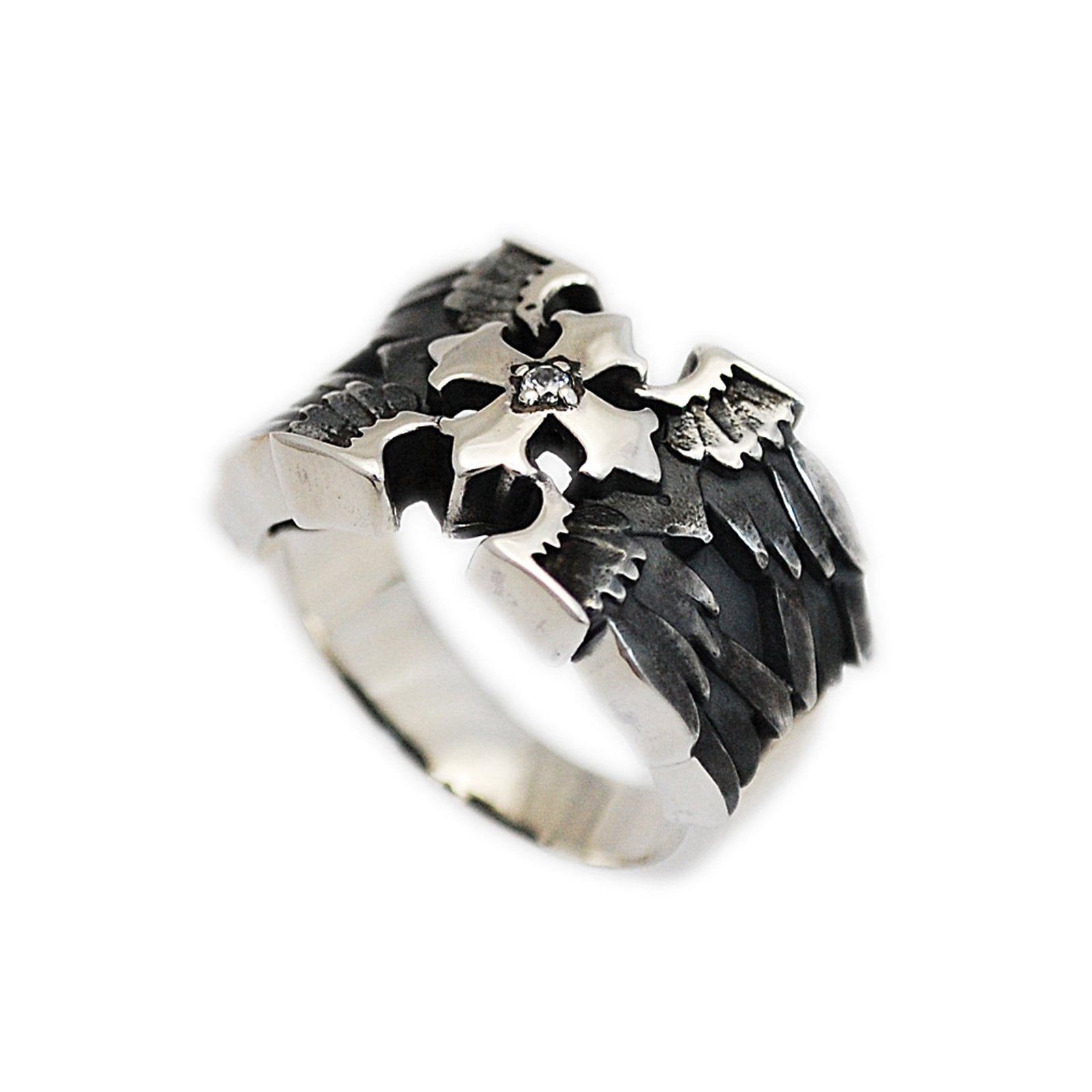 Kreuz/Engel/Flügel/925Er Sterling Silber Ring/Kreuz Ring/Kreuzzug/Biker Schmuck/Gothic/Tempelritter/Hi-R01 von REDGATECASTLE