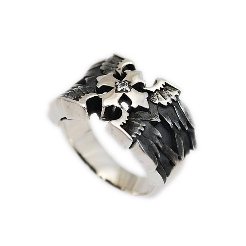 Kreuz/Engel/Flügel/925Er Sterling Silber Ring/Kreuz Ring/Kreuzzug/Biker Schmuck/Gothic/Tempelritter/Hi-R01 von REDGATECASTLE