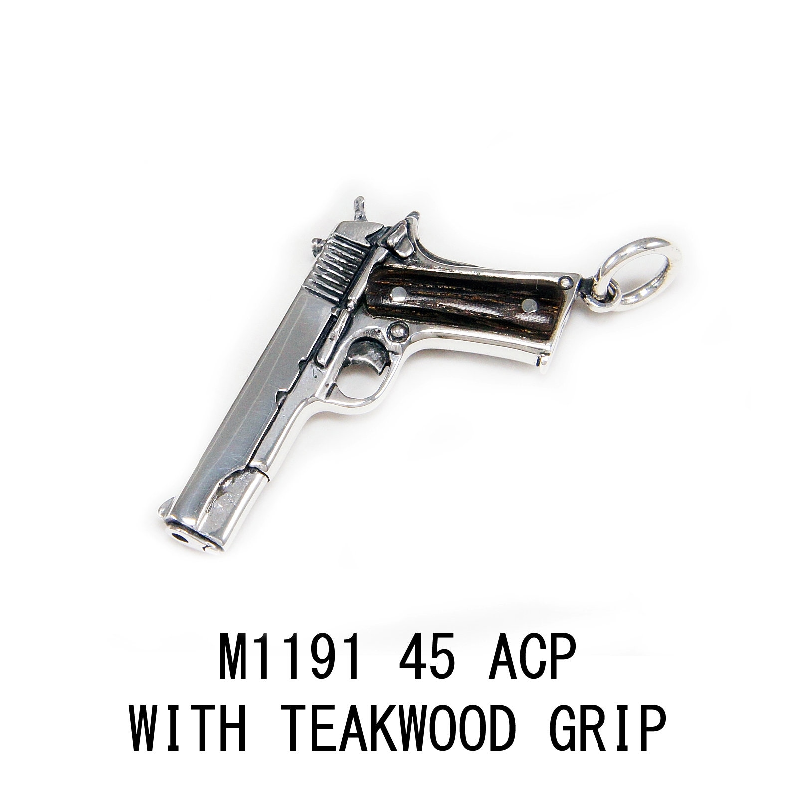 M1911/.45 Acp/Pistole/Pistole/Schusswaffe/Teakholzgriff/925 Sterling Silber Anhänger/Pistolen Anhänger/Biker/Gothic/Rockabilly/ Jo-013 von REDGATECASTLE